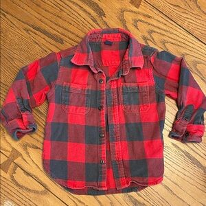 Baby GAP Kids Red and Black Plaid Button Down Long Sleeve Flannel Shirt size 3T